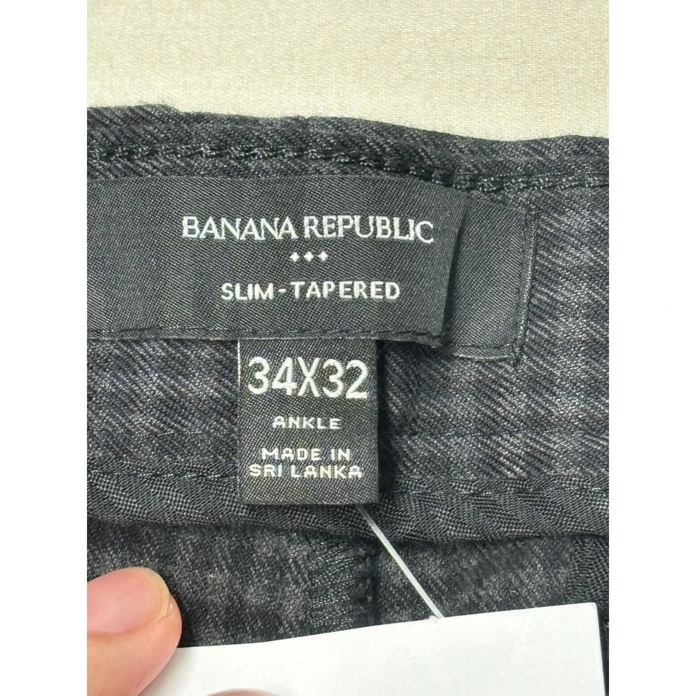 NWT Banana Republic Grayson Slim Tapered Ankle Pants Mens 34x29 Grey Houndstooth